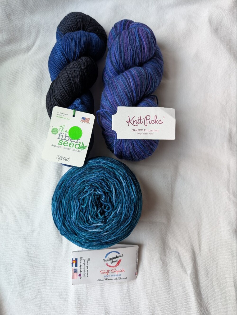 Lot Of Wool Nylon Sock Yarns KnitPicks Fiber Seed Independence Street - 3 Skeins